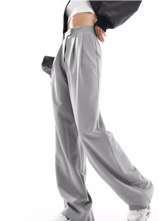 ASOS - tailored wide leg pants with pleat detail in gray - Image 2